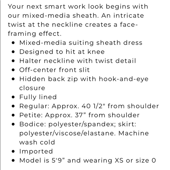 White House Black Market MIXED MEDIA Suiting Sheath Dress Halter Neck NEW SZ 4 - Picture 7 of 16